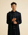 Teal Green Sequined Sherwani Set